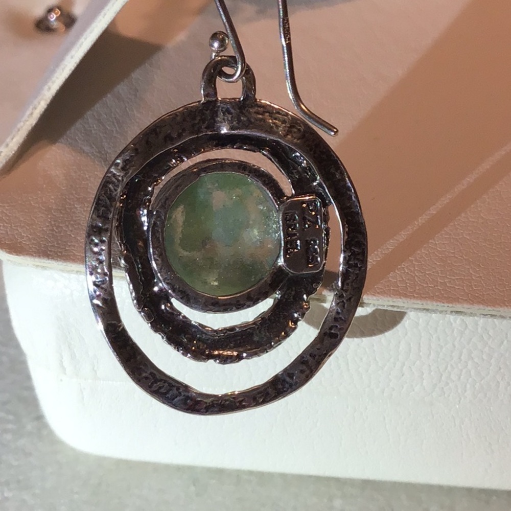 PAZ ROMAN GLASS EARRINGS IN 925 STERLING SILVER - Picture 2 of 11